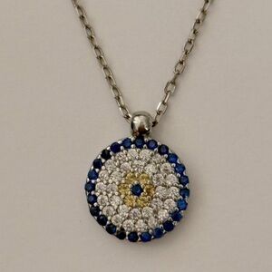 🧿925 Silver evil eye necklace cz stones